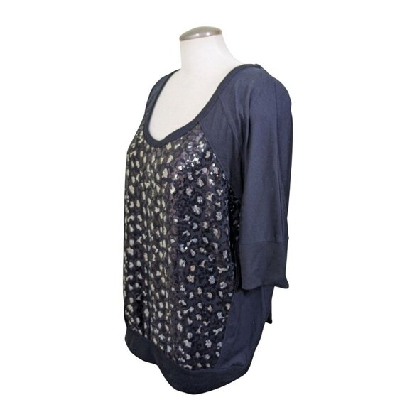 Lane Bryant Top Womens Plus 18/20 Black Sequin Front Short Sleeve Sparkle Party - Picture 3 of 5